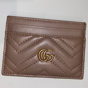Gucci GG Marmont Card Case Holder Wallet in Light Pink